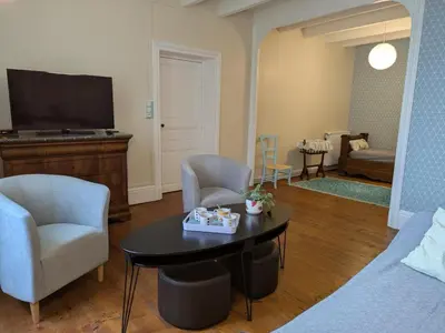 Télévision ou salle de divertissement dans l'établissement Gîte XVIIIe rénové avec grand jardin, au cœur du vignoble de Cognac - FR-1-653-30
