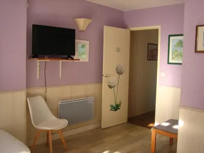 Télévision ou salle de divertissement dans l'établissement Les pierres blanches