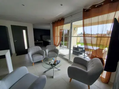 Coin salon dans l'établissement Hortensia, Gîte famille et amis