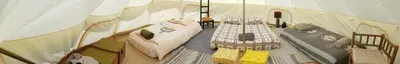 Coin salon dans l'établissement Camping La Petite Houmée